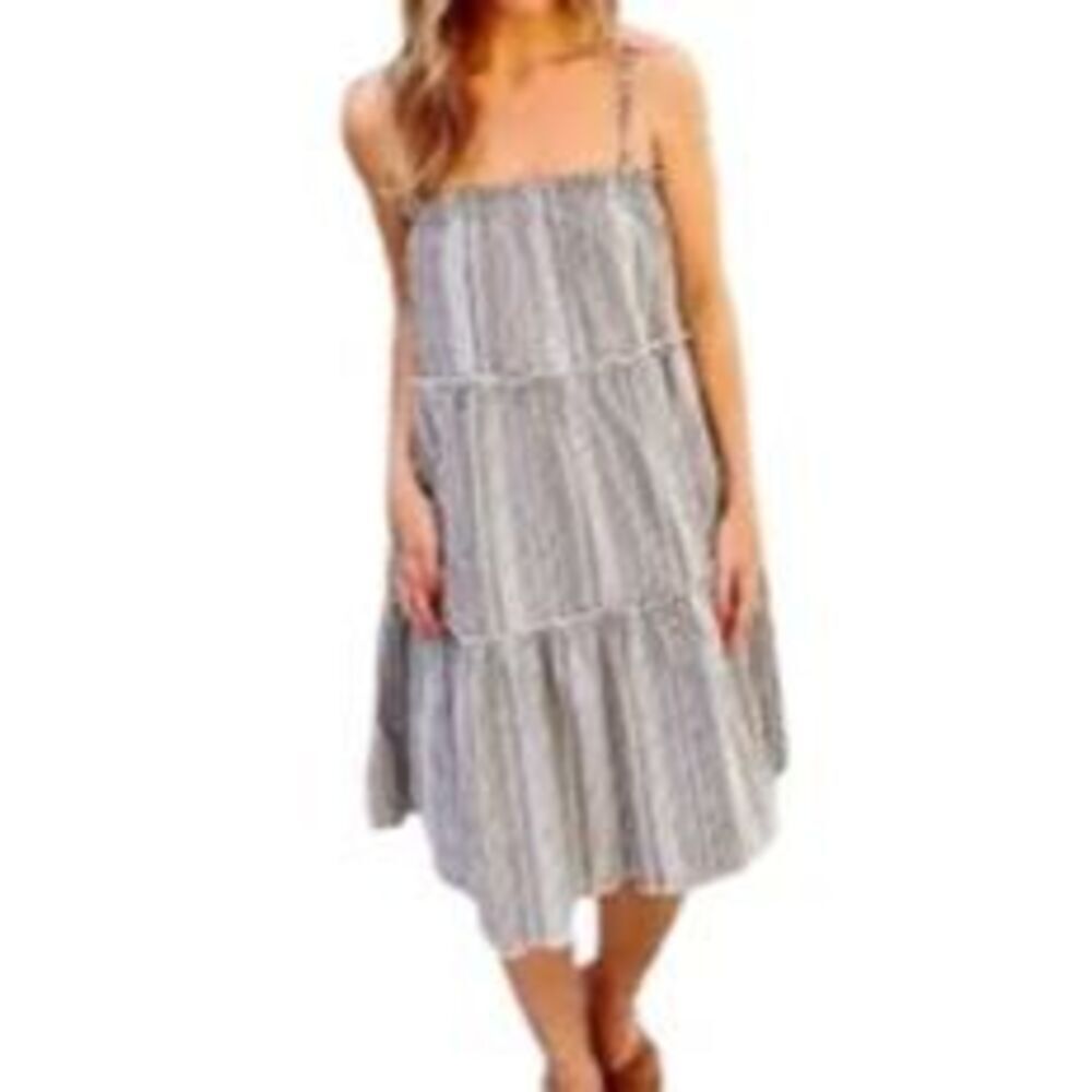 Bishop + Young size L striped tiered linen blend sundress